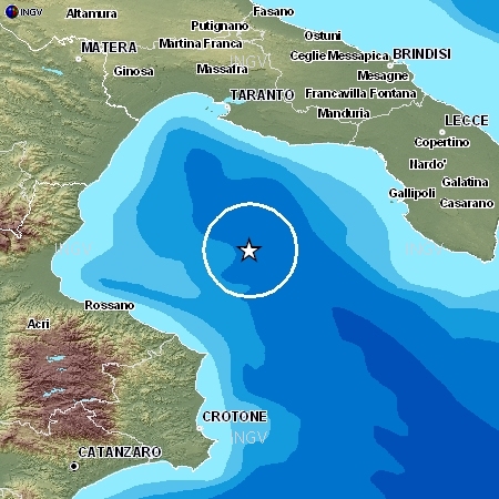 Lievi scosse di terremoto nel Golfo di Taranto e in 